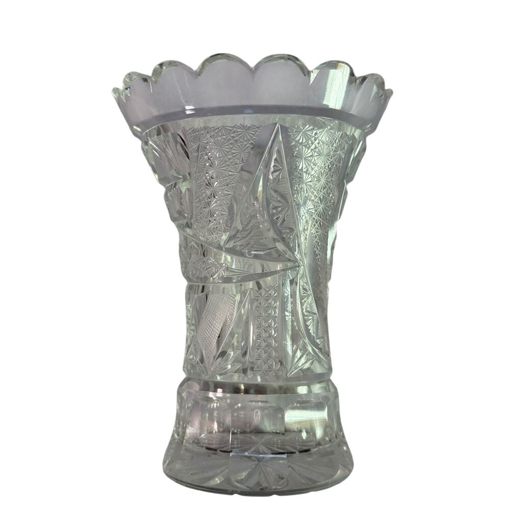 McKee ABP Crystal Vase Innovation Pattern 5.5 Inches Tall Vintage Regencycore